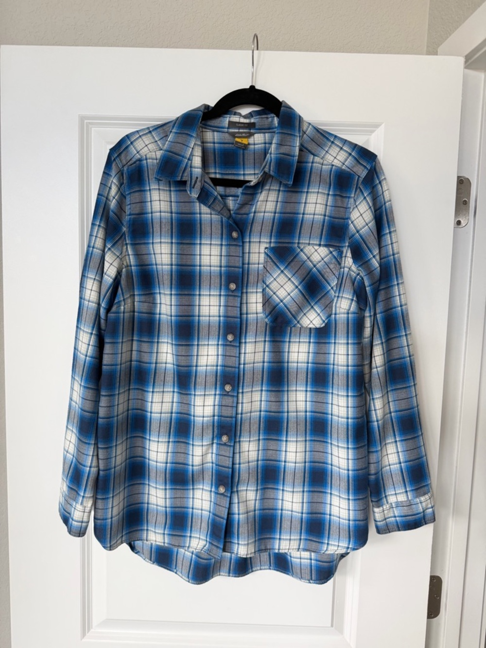 Eddie Bauer Blue Plaid Button-Up Shirt